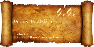 Orlik Oszlár névjegykártya